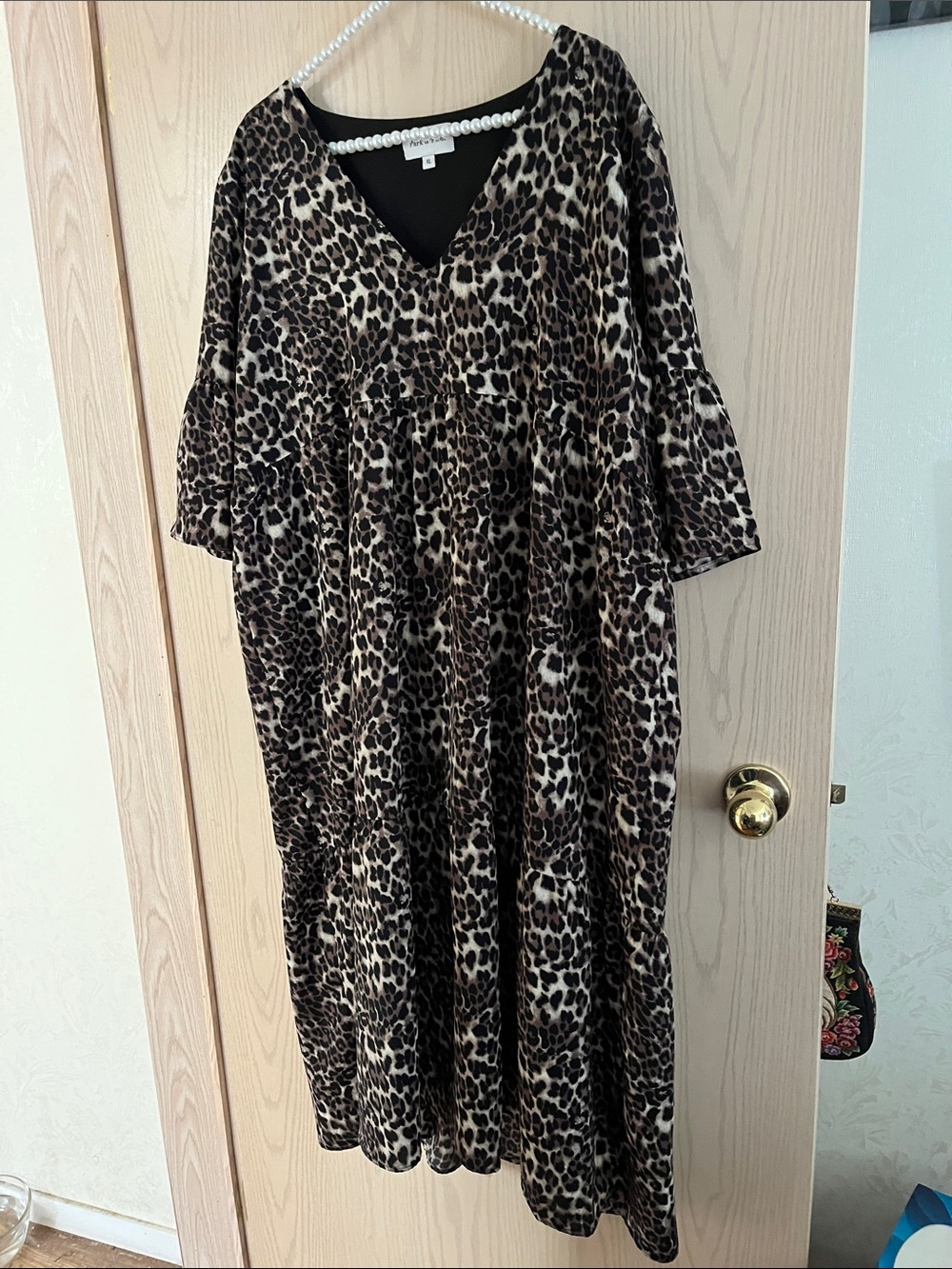 Park & Fifth Leopard Print Midi Dress in Brown and Black - Picture 1 of 13